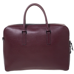 Valentino Burgundy Leather Double Handle Briefcase 