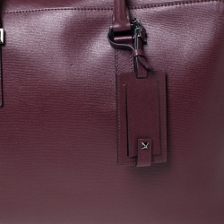 Valentino Burgundy Leather Double Handle Briefcase 