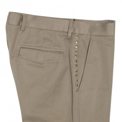 Valentino 21. Khaki Cotton Rockstud Straight Fit Untitled Pants S