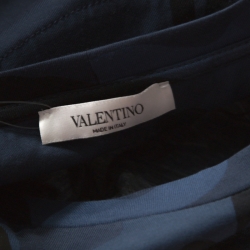 Pre Owned Valentino Blue Camupanther Print Cotton Short Sleeve T-Shirt L