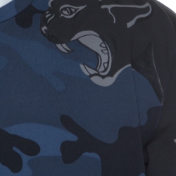 Pre Owned Valentino Blue Camupanther Print Cotton Short Sleeve T-Shirt L