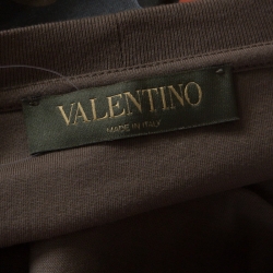 Pre Owned Valentino Khaki Green and Orange Camouflage Print Cotton T-Shirt L