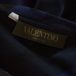 Pre Owned Valentino Navy Blue Camouflage Print Cotton Crew Neck T-Shirt L