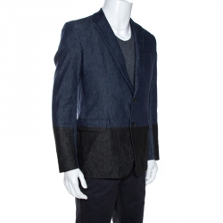 Valentino Bicolor Two Tone Denim Blazer L