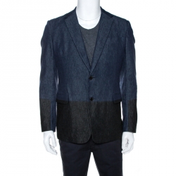 Valentino Bicolor Two Tone Denim Blazer L
