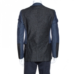 Valentino Bicolor Two Tone Denim Blazer L