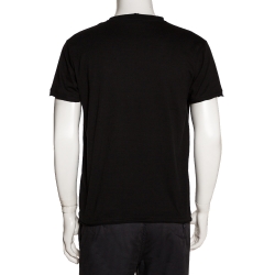 Pre Owned Valentino Black Cotton Charm Bead Embellished T Shirt M