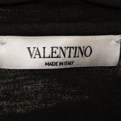 Pre Owned Valentino Black Cotton Charm Bead Embellished T Shirt M