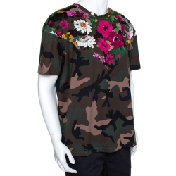 Pre Owned Valentino Multicolor Cotton Dew Camou Print T Shirt L
