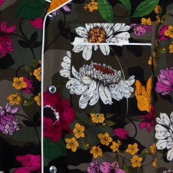 Valentino Multicolor Cotton Dew Camou Print Contrast Piping Detail Shirt XL