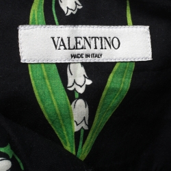 Valentino Black & Green Cotton Lily V Short Sleeve Shirt XL