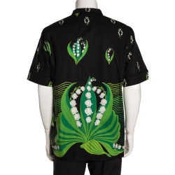 Valentino Black & Green Cotton Lily V Short Sleeve Shirt XL