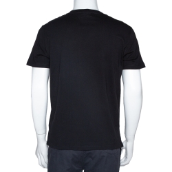 Pre Owned Valentino Black Cotton Rockstud Embellished Crew Neck T Shirt M 