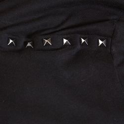 Pre Owned Valentino Black Cotton Rockstud Embellished Crew Neck T Shirt M 