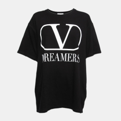 Pre Owned Valentino Black Cotton Vlogo Dreamers T-Shirt M