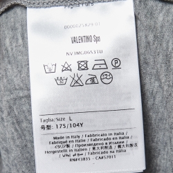 Pre Owned Valentino Grey Cotton Rockstud Neckine Detail Crewneck T-Shirt L