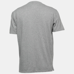 Pre Owned Valentino Grey Cotton Rockstud Detail Crewneck T-Shirt L