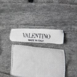 Pre Owned Valentino Grey Cotton Rockstud Detail Crewneck T-Shirt L
