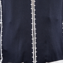Pre Owned Valentino Navy Blue Satin Crepe & Knit Beaded Detail Bomber Jacket S