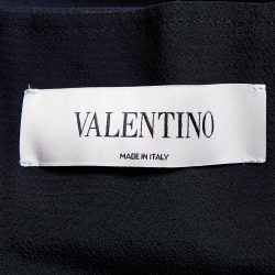 Pre Owned Valentino Navy Blue Satin Crepe & Knit Beaded Detail Bomber Jacket S