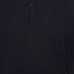 Pre Owned Valentino Black Cotton Studded Collar Detail Polo T-Shirt 3XL