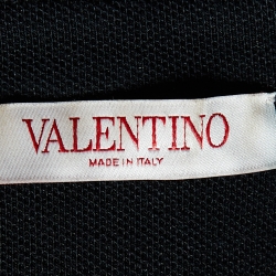 Pre Owned Valentino Black Cotton Studded Collar Detail Polo T-Shirt 3XL