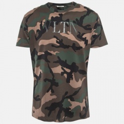 Valentino Green Camouflage VLTN Print Cotton T-Shirt L