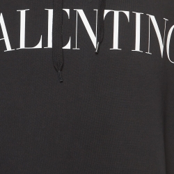 Valentino Black Printed Cotton Knit Hoodie L