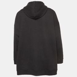 Valentino Black Printed Cotton Knit Hoodie L