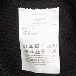 Valentino Black Printed Cotton Knit Hoodie L