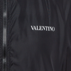 Pre Owned Valentino Black Synthetic Zip-Up Windbreaker Jacket M