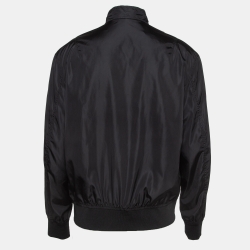Pre Owned Valentino Black Synthetic Zip-Up Windbreaker Jacket M