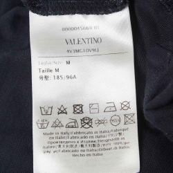 Valentino Navy Blue Logo Applique Cotton T-Shirt M
