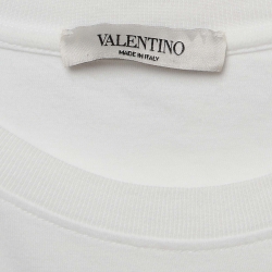 Pre Owned Valentino White/Red Logo Print Cotton Jersey T-Shirt S