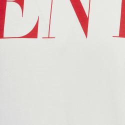 Pre Owned Valentino White/Red Logo Print Cotton Jersey T-Shirt S