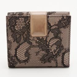 Pre Owned Valentino Black Lace Nylon Fused Flap Wallet