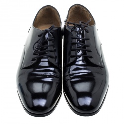 Pre Owned Valentino Black Leather Lace Up Derby Size 42