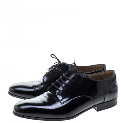 Pre Owned Valentino Black Leather Lace Up Derby Size 42
