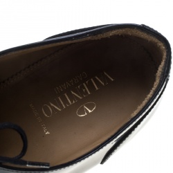 Pre Owned Valentino Black Leather Lace Up Derby Size 42