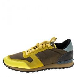 Pre Owned Valentino Tricolor Mesh and Leather Rockrunner Sneakers Size 43