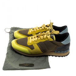 Pre Owned Valentino Tricolor Mesh and Leather Rockrunner Sneakers Size 43