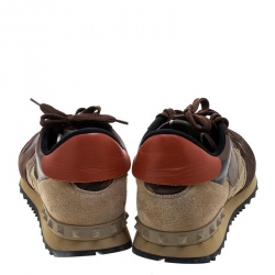 Pre Owned Valentino Multicolor Camouflage Canvas and Leather Rockrunner Sneakers Size 43