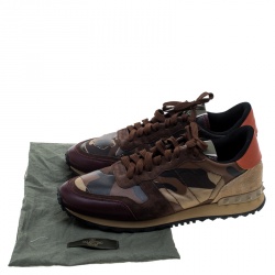 Pre Owned Valentino Multicolor Camouflage Canvas and Leather Rockrunner Sneakers Size 43