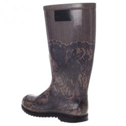 مملوكة مسبقًا Valentino Lace Print Rubber Rain Boots Size 39