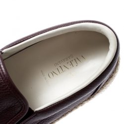 Pre Owned Valentino Burgundy Leather Slip On Espadrille Sneakers Size 42
