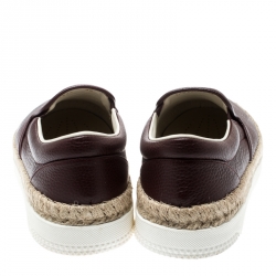 Pre Owned Valentino Burgundy Leather Slip On Espadrille Sneakers Size 42