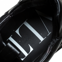 Pre Owned Valentino Black Leather And Suede Bounce Low Top Lace Up Sneakers Size 43.5