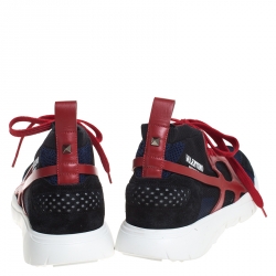 Pre Owned Valentino Tricolor Mesh And Leather Sound High Top Sneakers Size 41.5