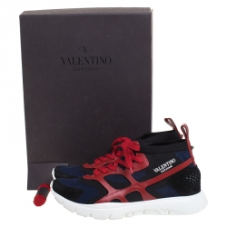 Pre Owned Valentino Tricolor Mesh And Leather Sound High Top Sneakers Size 41.5