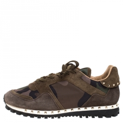 Pre Owned Valentino Multicolor Camo Butterfly Printed Rockrunner Sneakers Size 42